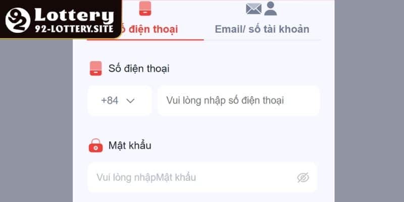 Đăng nhập 92lottery qua link chính thống